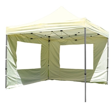Nexos Hochwertiger Falt-Pavillon Partyzelt mit 2 Seitenteilen PROFI Ausführung für Garten Terrasse Feier Markt als Unterstand Plane wasserdichtes Dach 3 x 3 m champagner - 